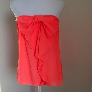 Cezanne Vibrant Coral Top with Bow Accent